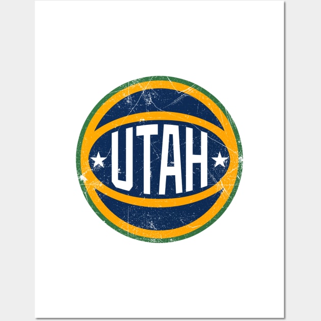 Utah Retro Ball - White Wall Art by KFig21